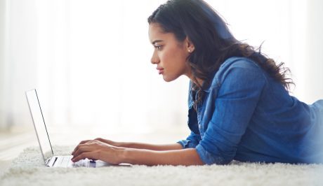 Woman with laptop, update older blogs